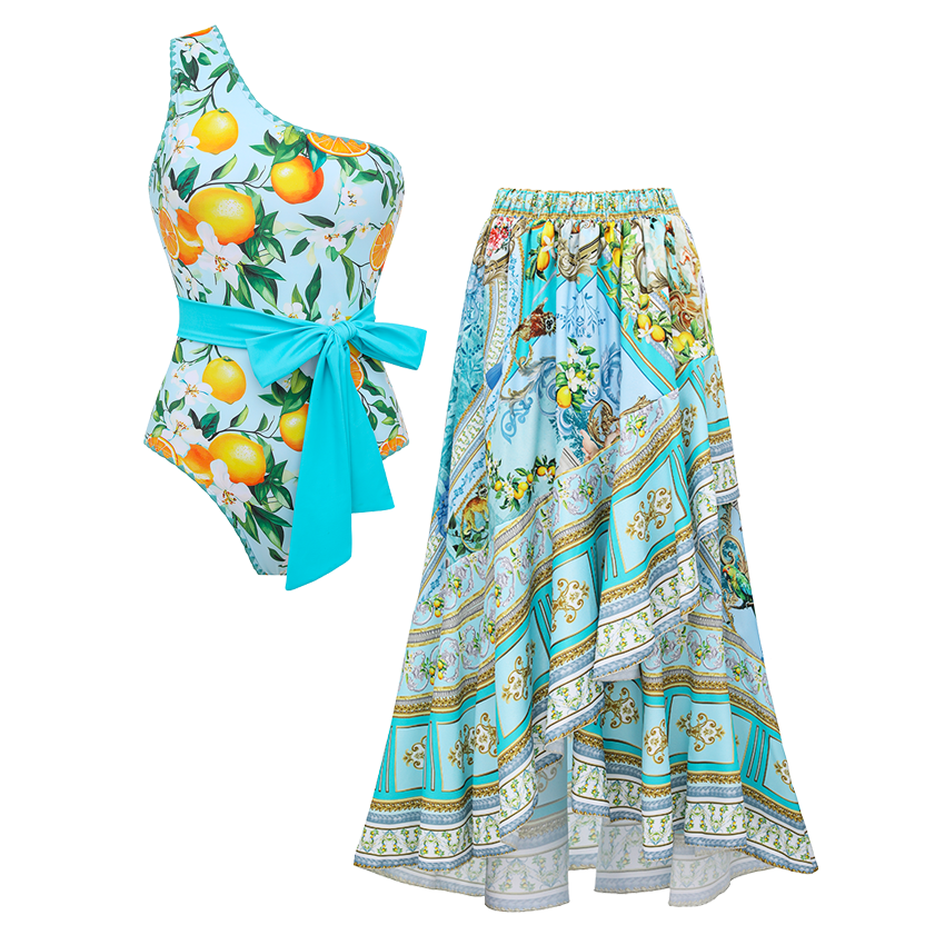 [Copy]Hollow out Peony Print Swimsuit Set(s)