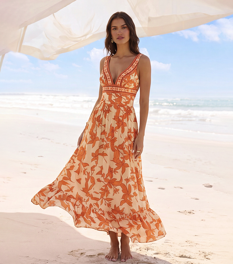 V Neck Printed Swimsuit Set(s)