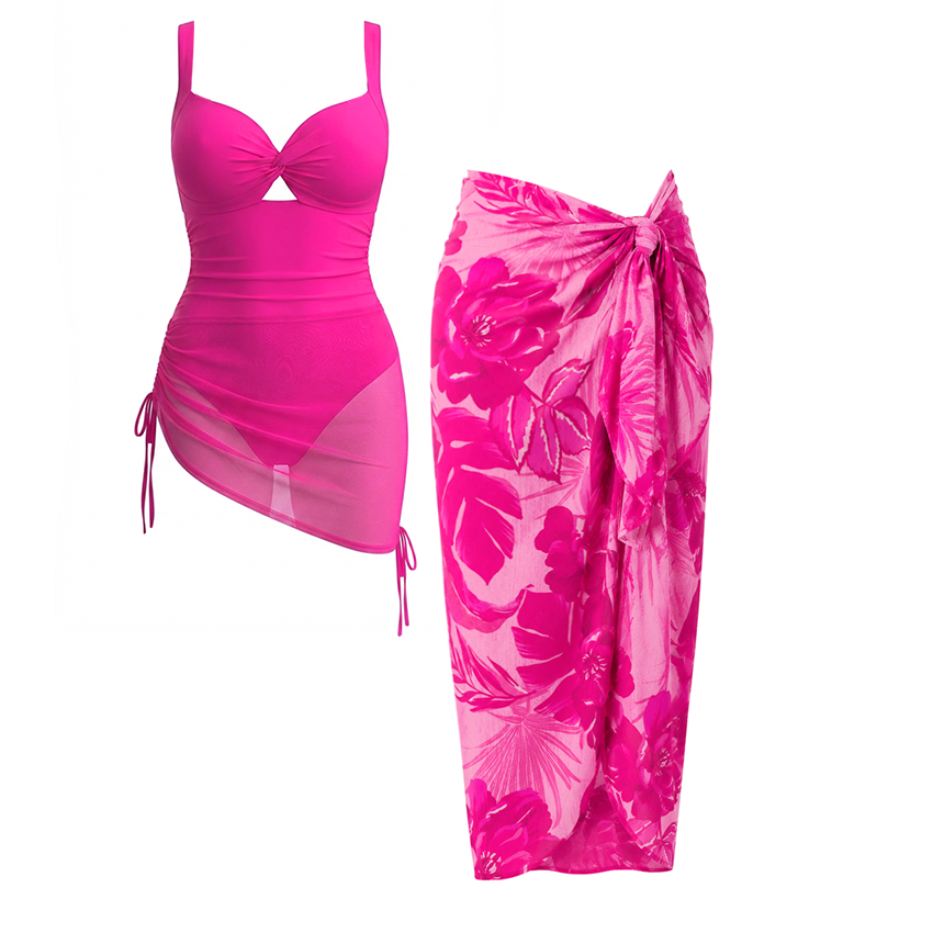  Detachable-Strap Miami Blossom Print Swimsuit Set(s)