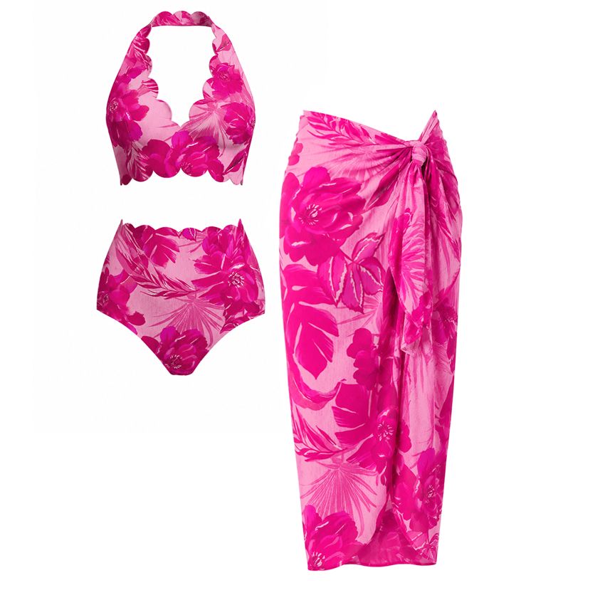 1 Detachable-Strap Miami Blossom Print Swimsuit Set(s)