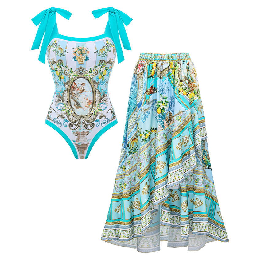 [Copy][Copy][Copy][Copy]Hollow out Peony Print Swimsuit Set(s)