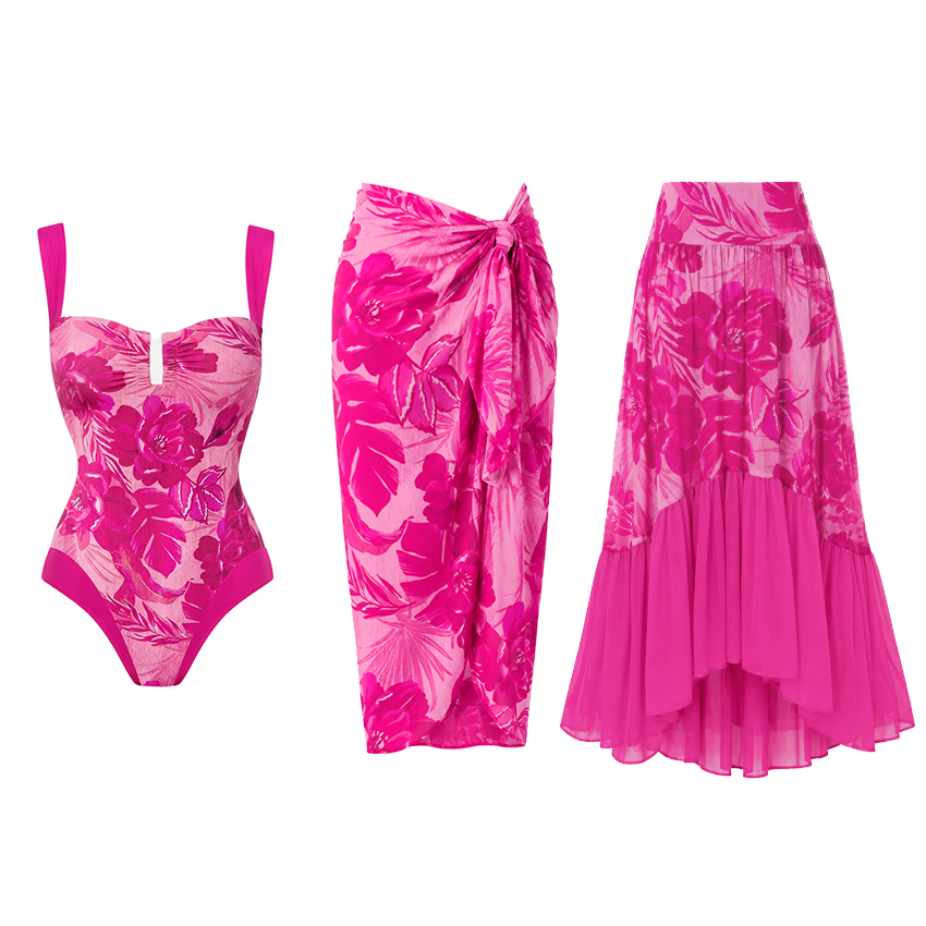 Detachable-Strap Floral Print Swimsuit Set(s)