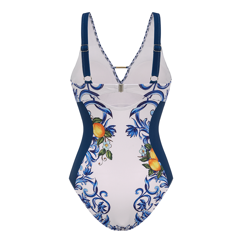 V Neck Lemon Printed Swimsuit Set(s)