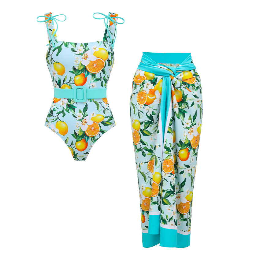 [Copy][Copy]Hollow out Peony Print Swimsuit Set(s)