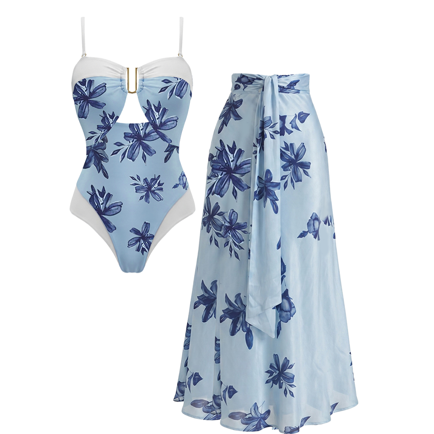 Sling Blue Lily Printed Swimsuit Set(s)