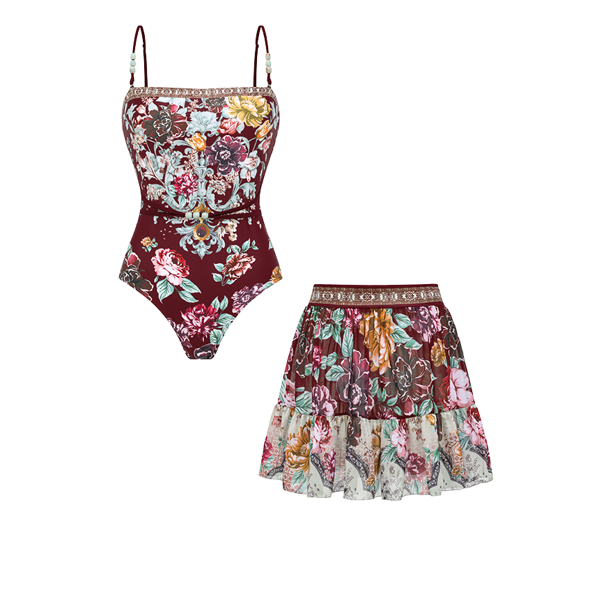 Strapless Peony Print Swimsuit Set(s)