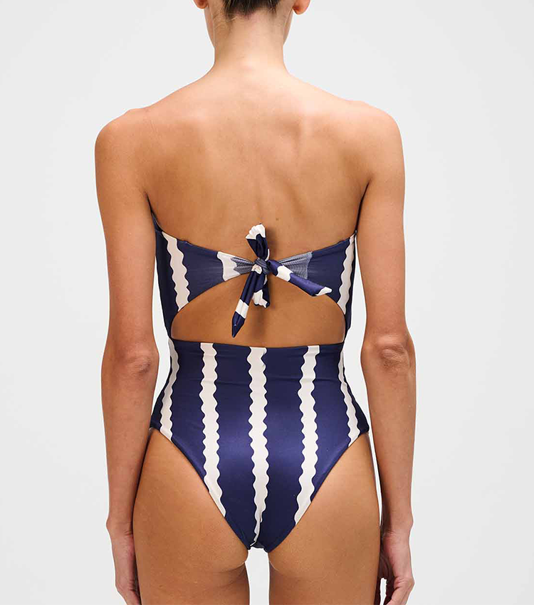 Midnight Blue Wavy Stripes Swimsuit Set(s)