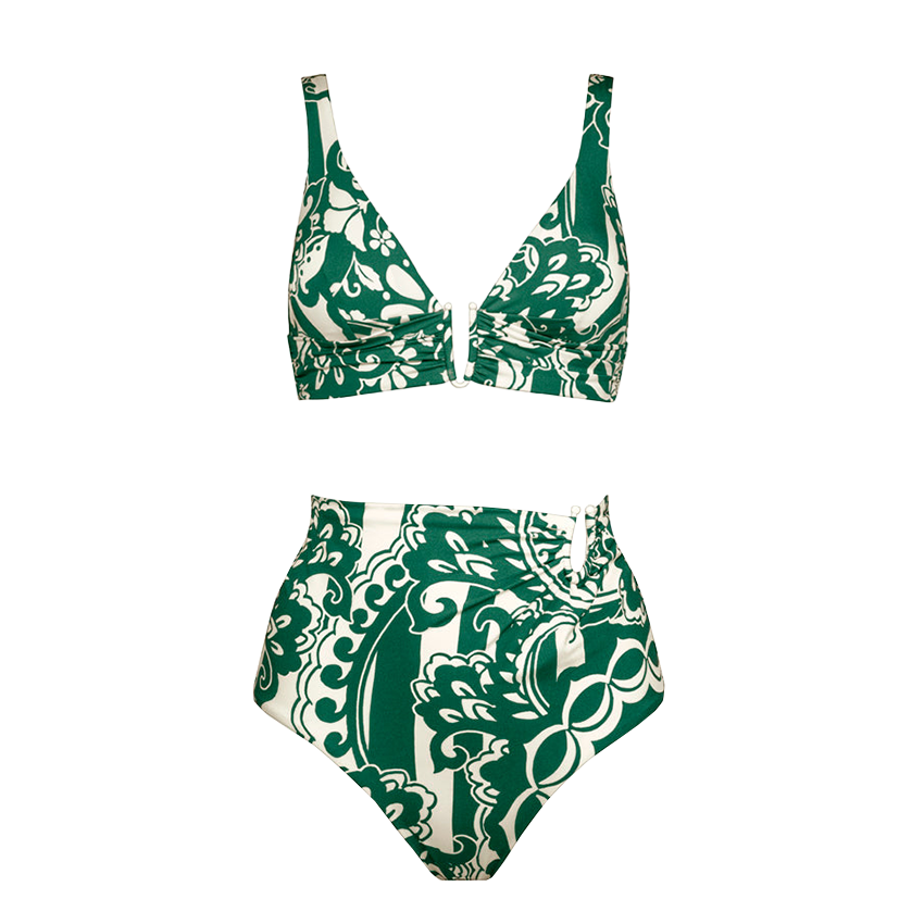 Plunge Green Print Swimsuit set(s)
