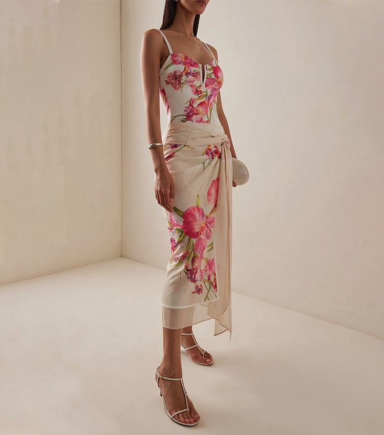 Hot Pink Flower Print Swimsuit Set(s)