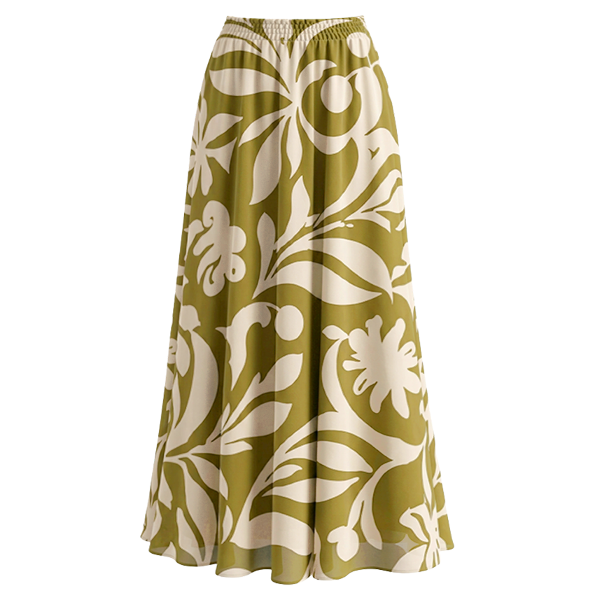 V Neck Green Plant Print Swimsuit Set(s)