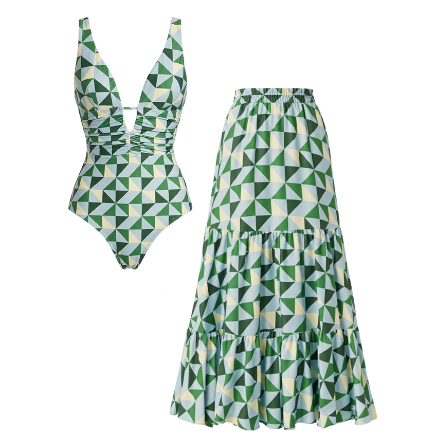V Neck Printed Swimsuit Set(s)