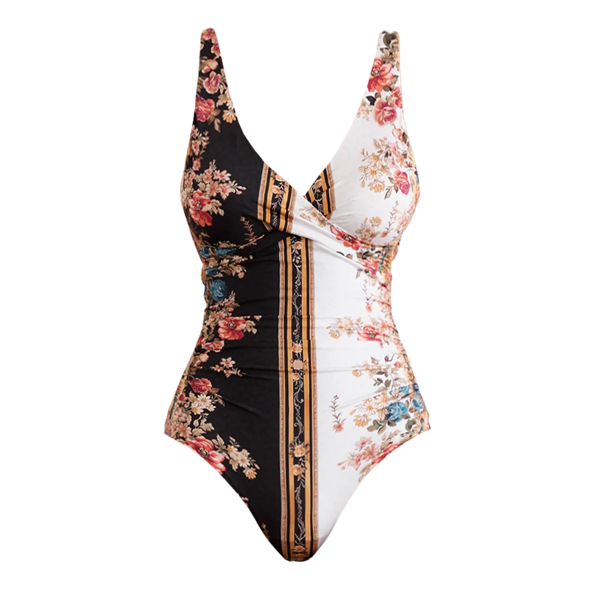 V Neck Color Blocking Swimsuit Set(s)