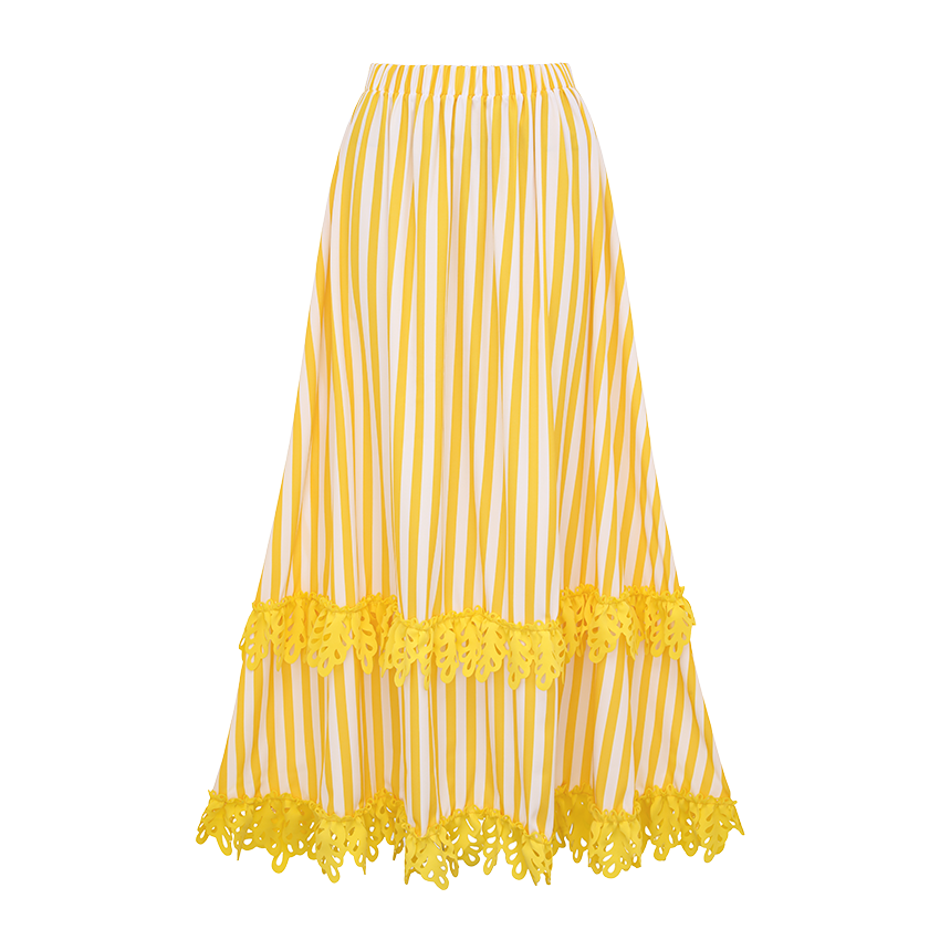 Openwork Lace Yellow Stripes Swimsuit Set(s)