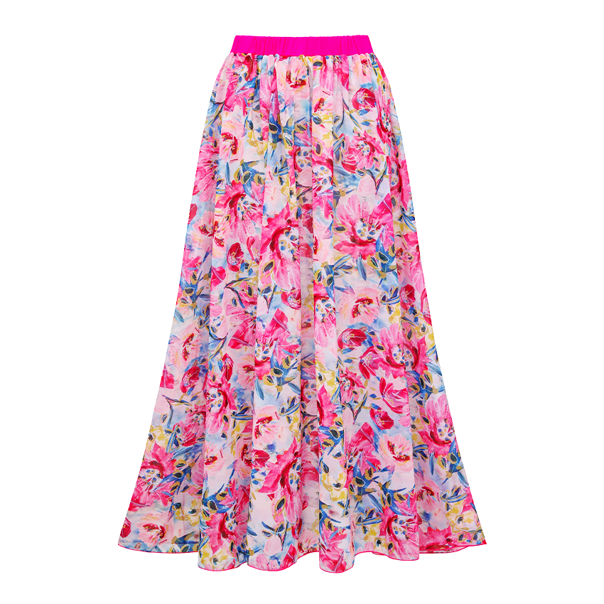 V-neck Pink Iris Print Swimsuit Set(s)