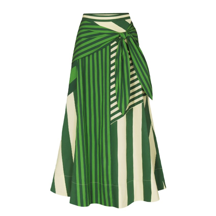 Drawstring Green and White Striped Print Swimsuit Set(s)