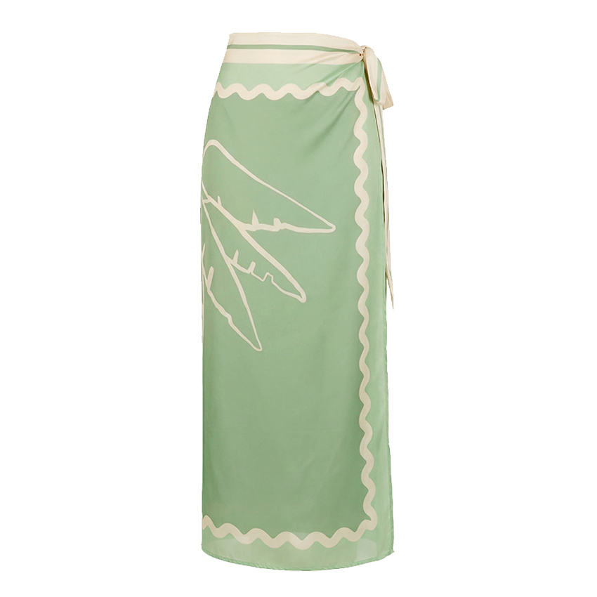 Pale Green Wave Pattern Swimsuit set(s)