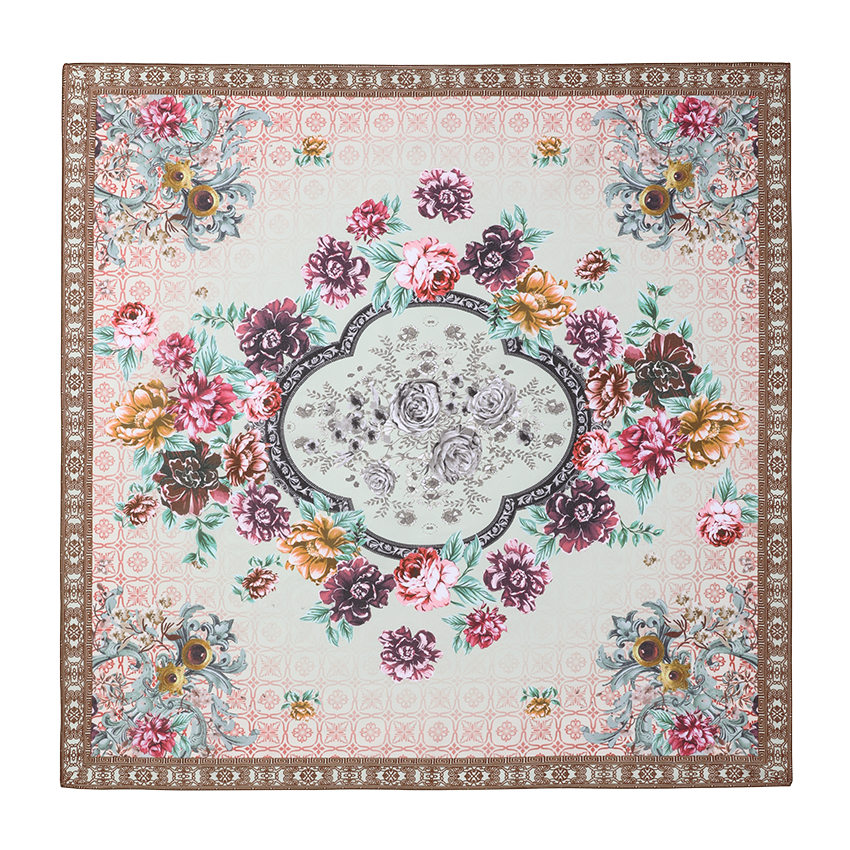 Peony Print Square Scarf