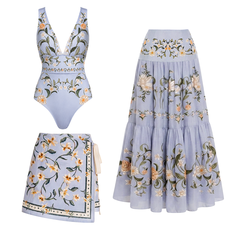 V Neck Floral Print Swimsuit Set(s)