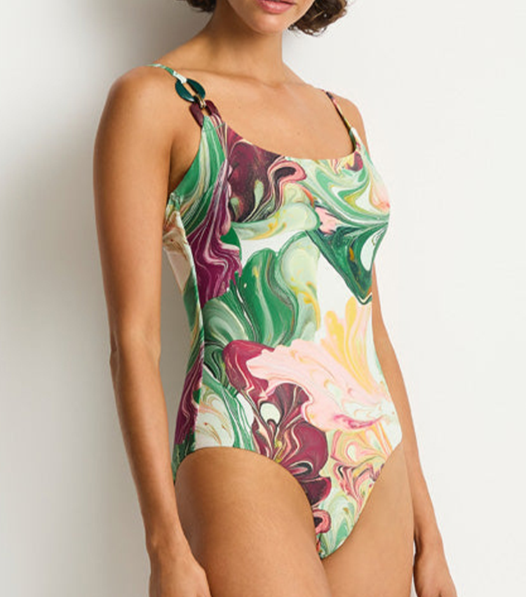 Red and Green Gradient Print Swimsuit set(s)