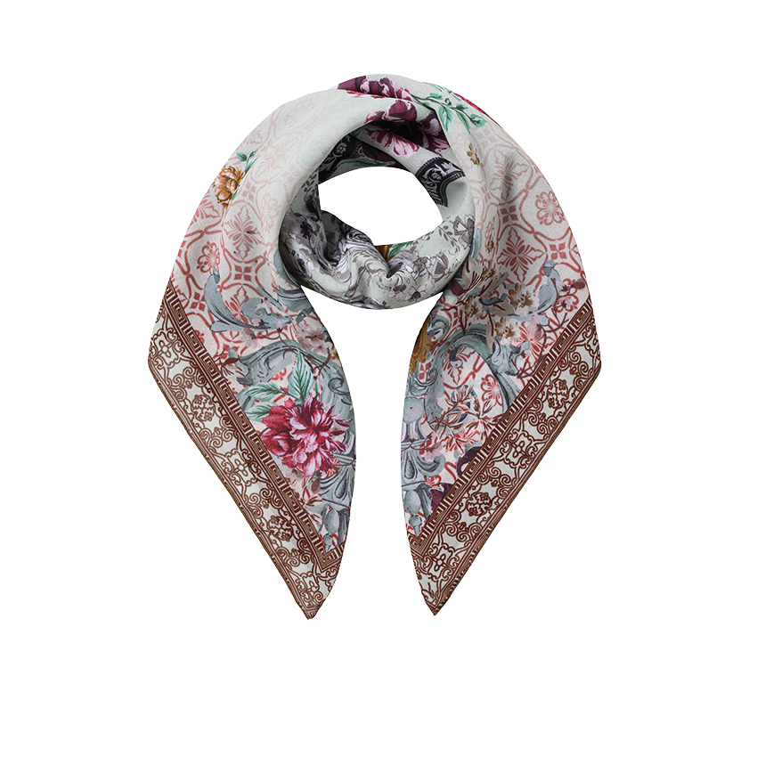 Peony Print Square Scarf