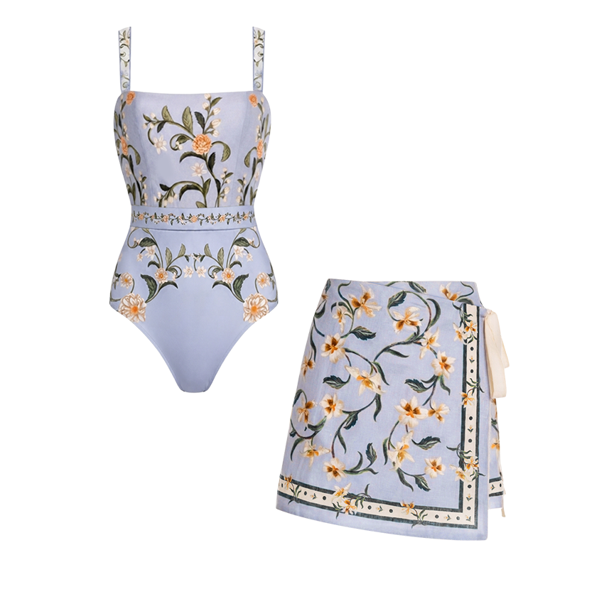 Adjustable Shoulder Strap Floral Print Swimsuit Set(s)