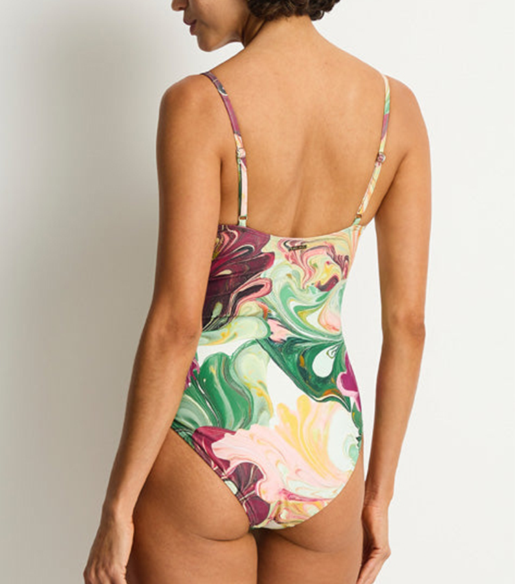 Red and Green Gradient Print Swimsuit set(s)