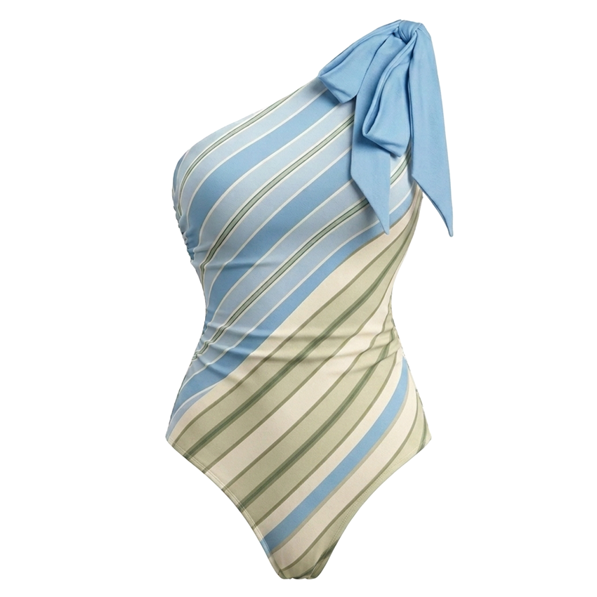 Striped Color-block Pattern Print Swimsuit Set(s)