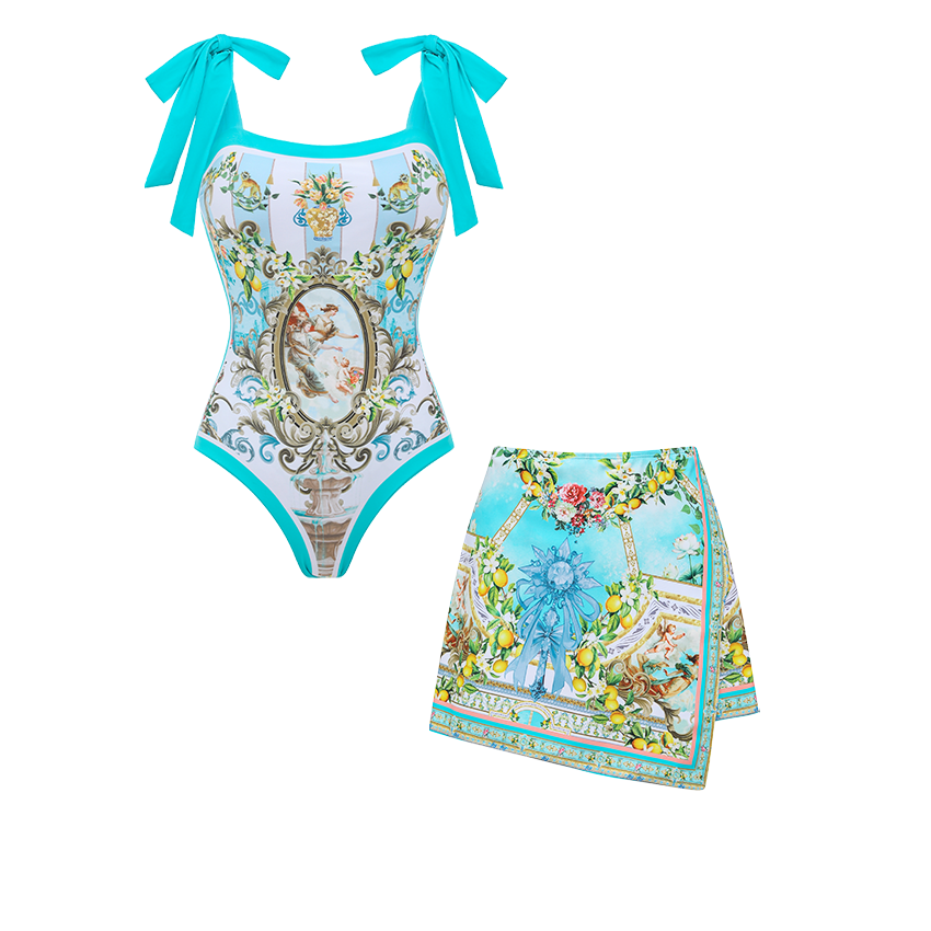 [Copy][Copy][Copy][Copy]Hollow out Peony Print Swimsuit Set(s)