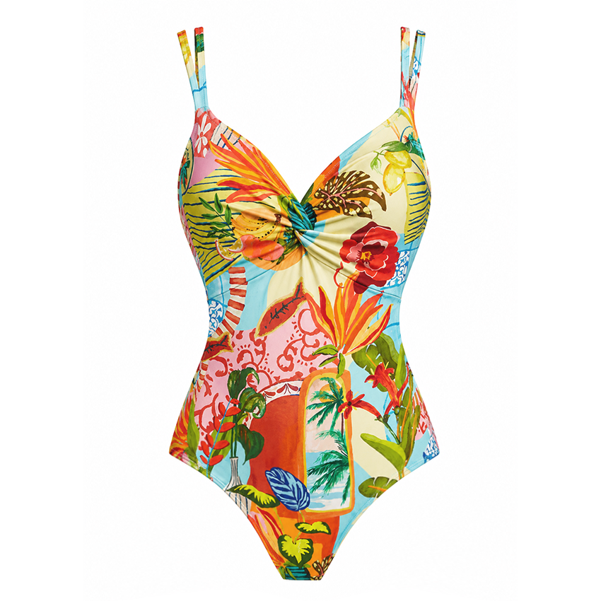 Adjustable Shoulder Straps Printed Swimsuit Set(s)