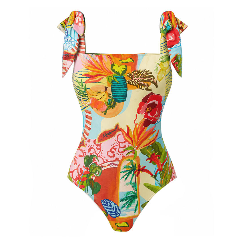 Adjustable Shoulder Straps Printed Swimsuit Set(s)
