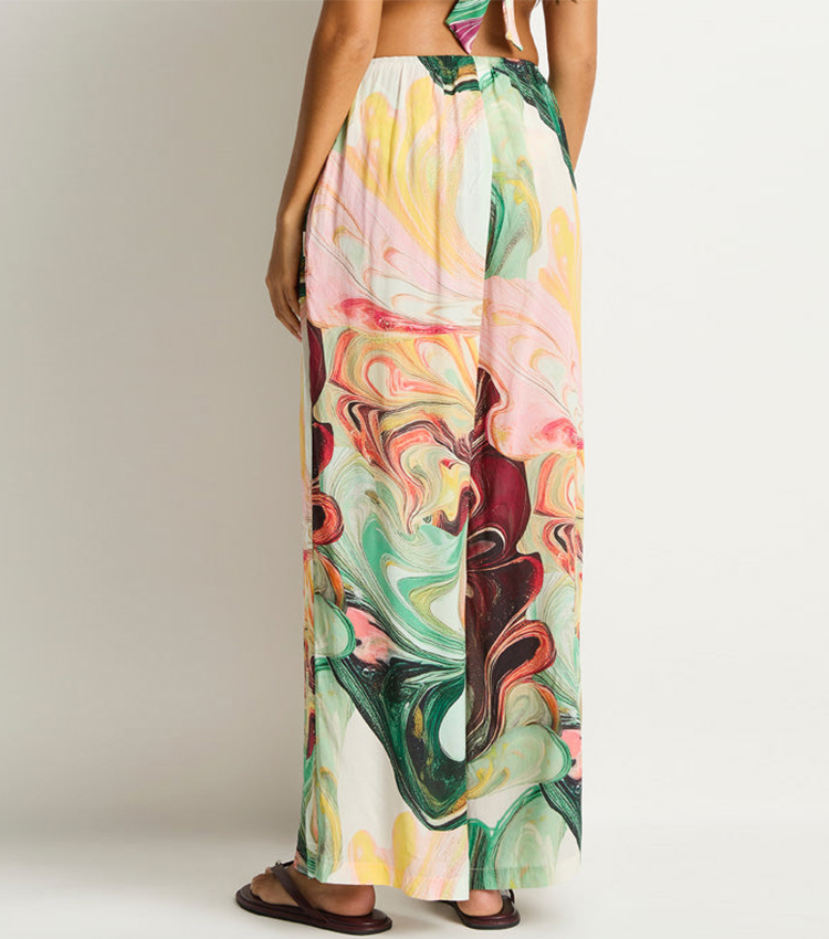 Halter-neck Red and Green Gradient Print Swimsuit set(s)