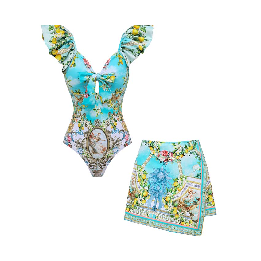 Ruffle Lemon & Rococo Print Swimsuit Set(s)
