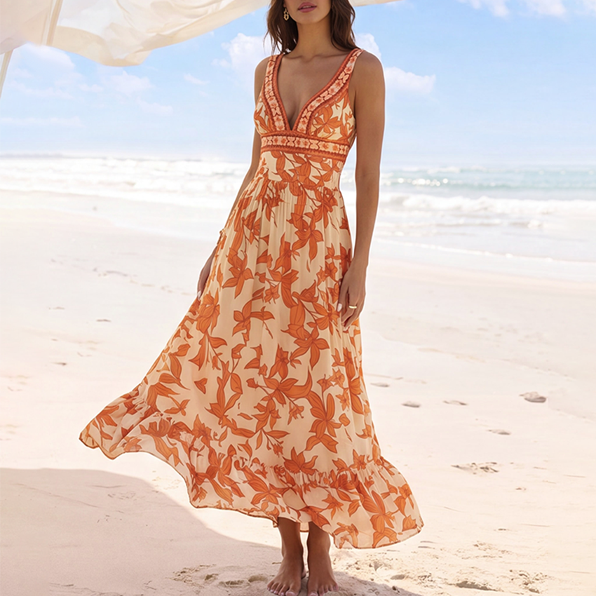 V Neck Printed Swimsuit Set(s)