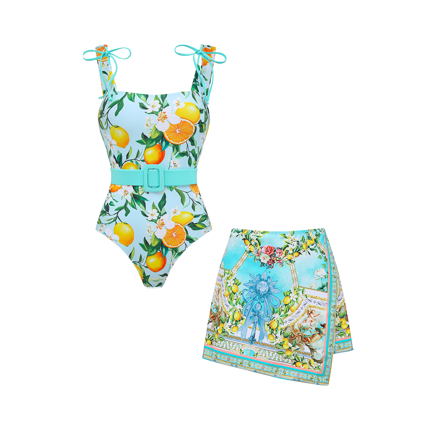 [Copy][Copy]Hollow out Peony Print Swimsuit Set(s)