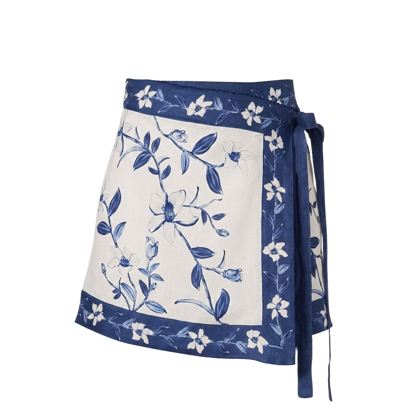 Adjustable Straps Blue & White Floral Print Swimsuit Set(s)