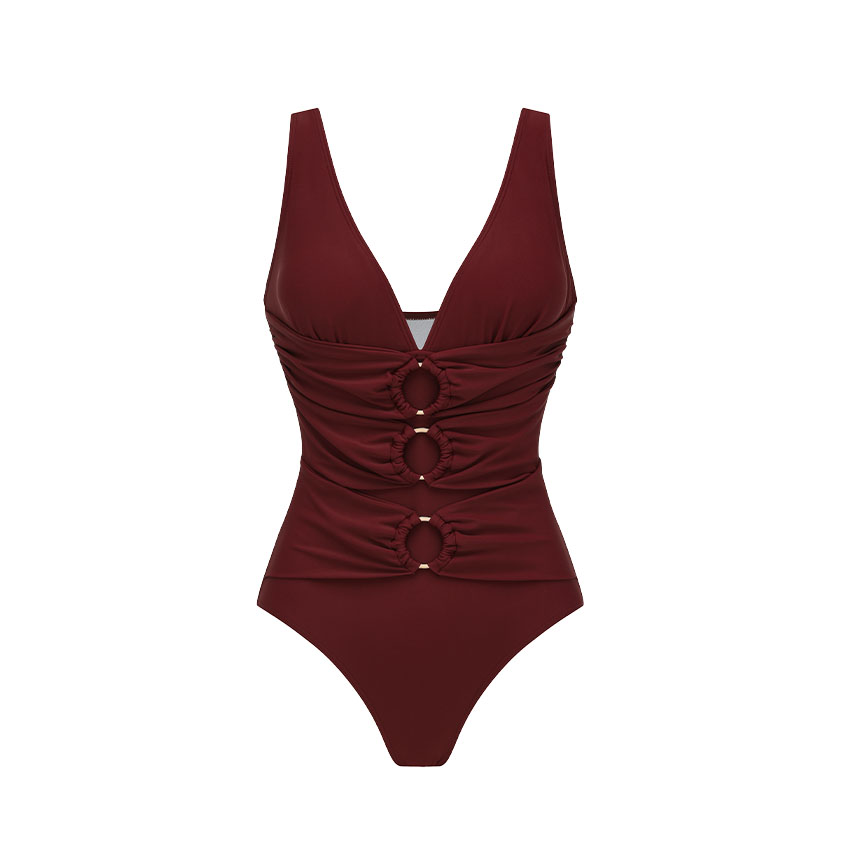 V Neck Solid Color Swimsuit Set(s)