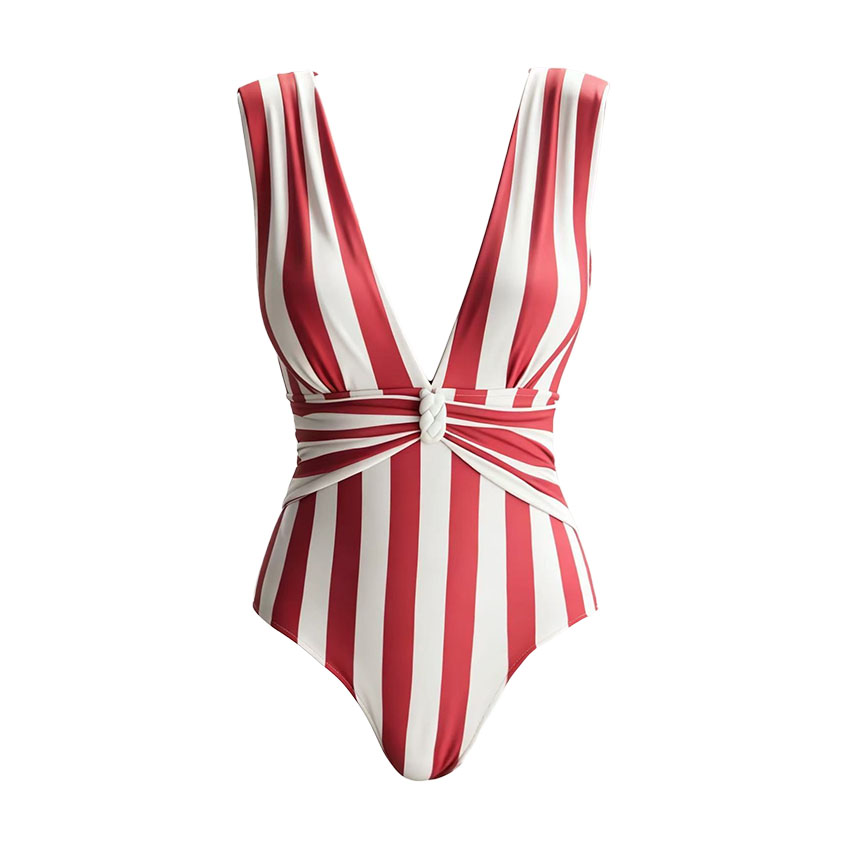 V Neck Striped Print Swimsuit Set(s)