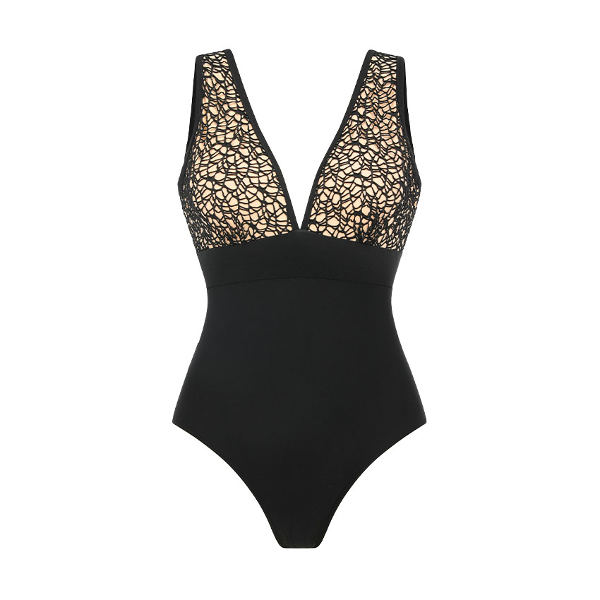 V Neck Lace Cutout Swimsuit Set(s)