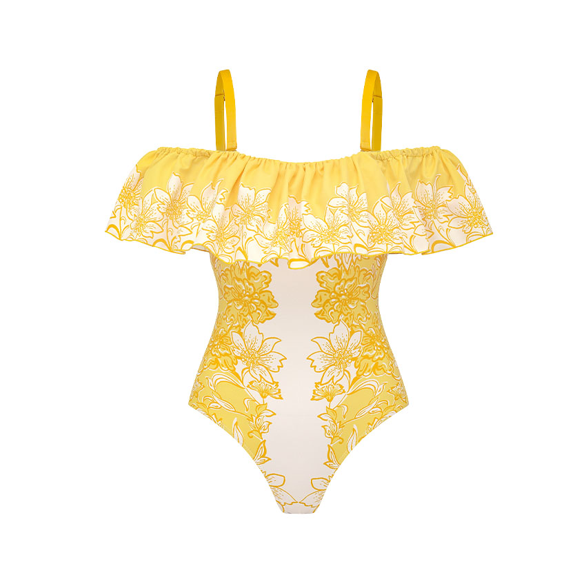 Off Shoulder Blossom Print Swimsuit Set(s)