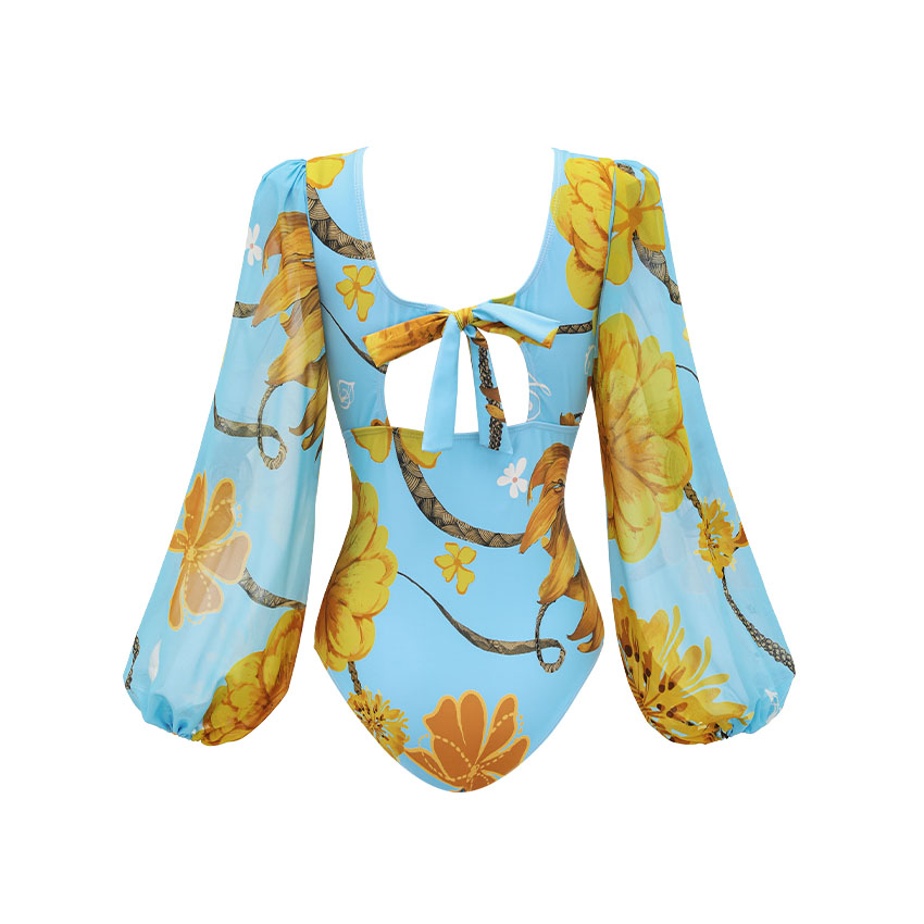 Netted Lantern Chrysanthemum Print Swimsuit Set(s)