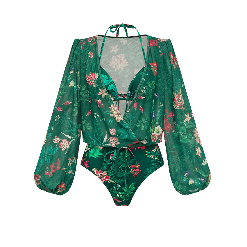 Netted Lantern Blossom Print Swimsuit Set(s)