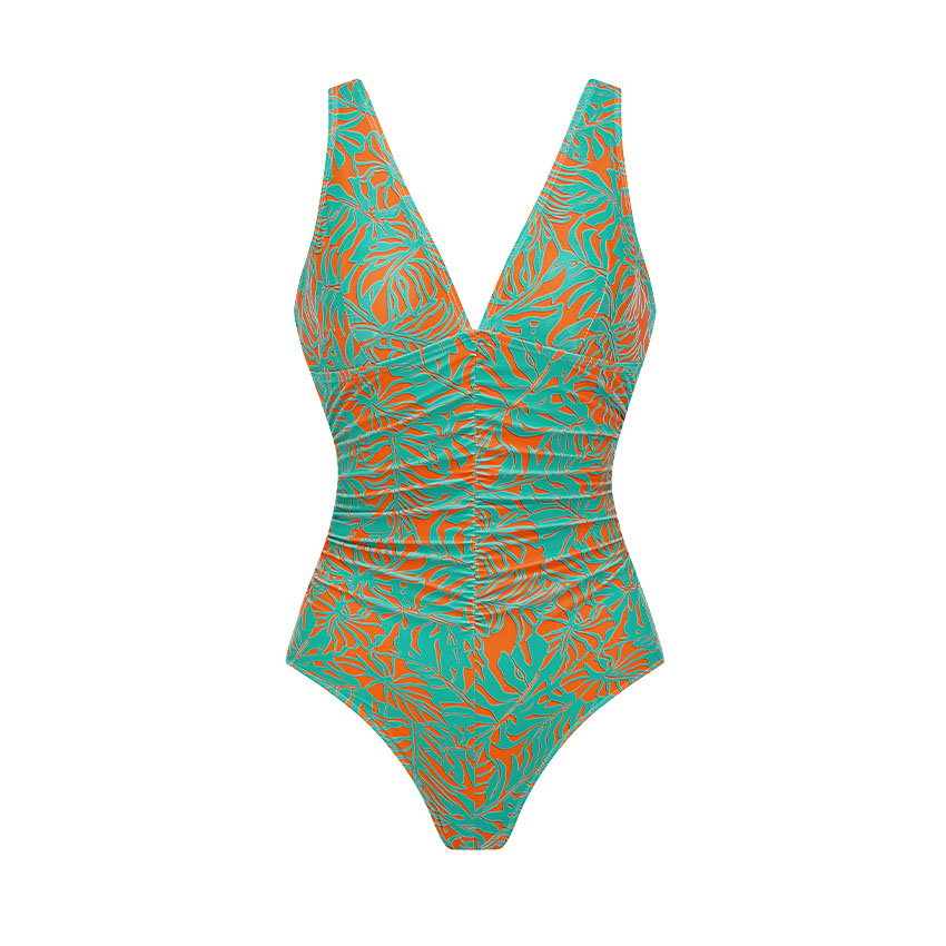 V Neck Color Block Printed Swimsuit Set(s)