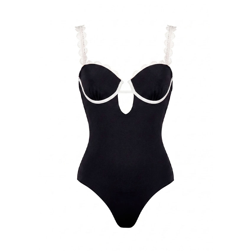 Bandeau Lace Solid Color Swimsuit Set(s)