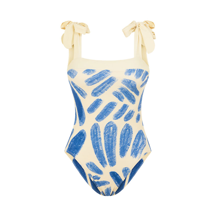 Bandage Bowknot Design Printed Swimsuit Set(s)
