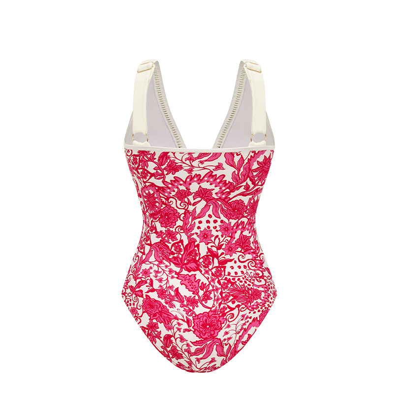 V Neck Lace Printed Swimsuit Set(s)