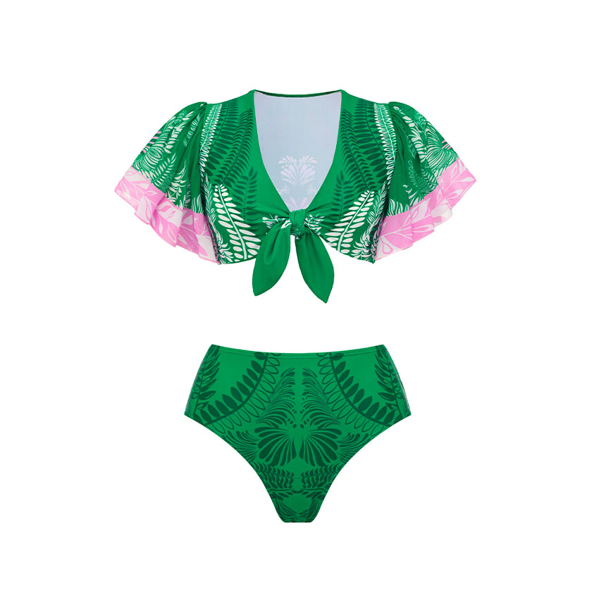 Ruffle Color Block Swimsuit Set(s)