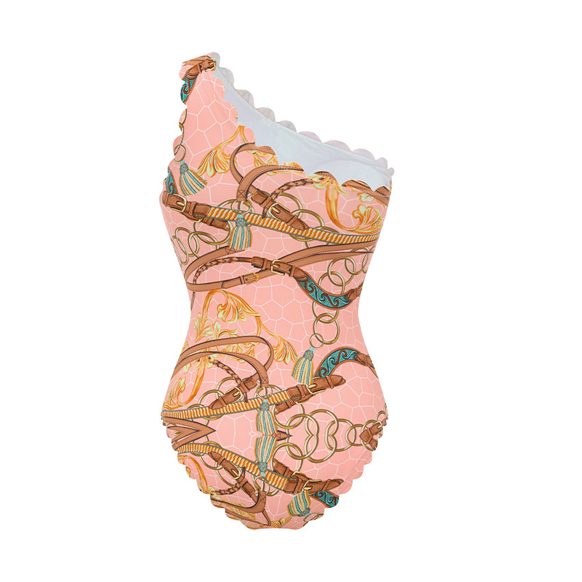 One Shoulder Lace Printed Swimsuit Set(s)