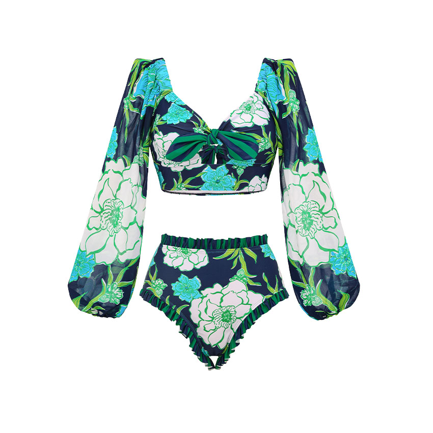 Netted Lantern Blossom Print Swimsuit Set(s)