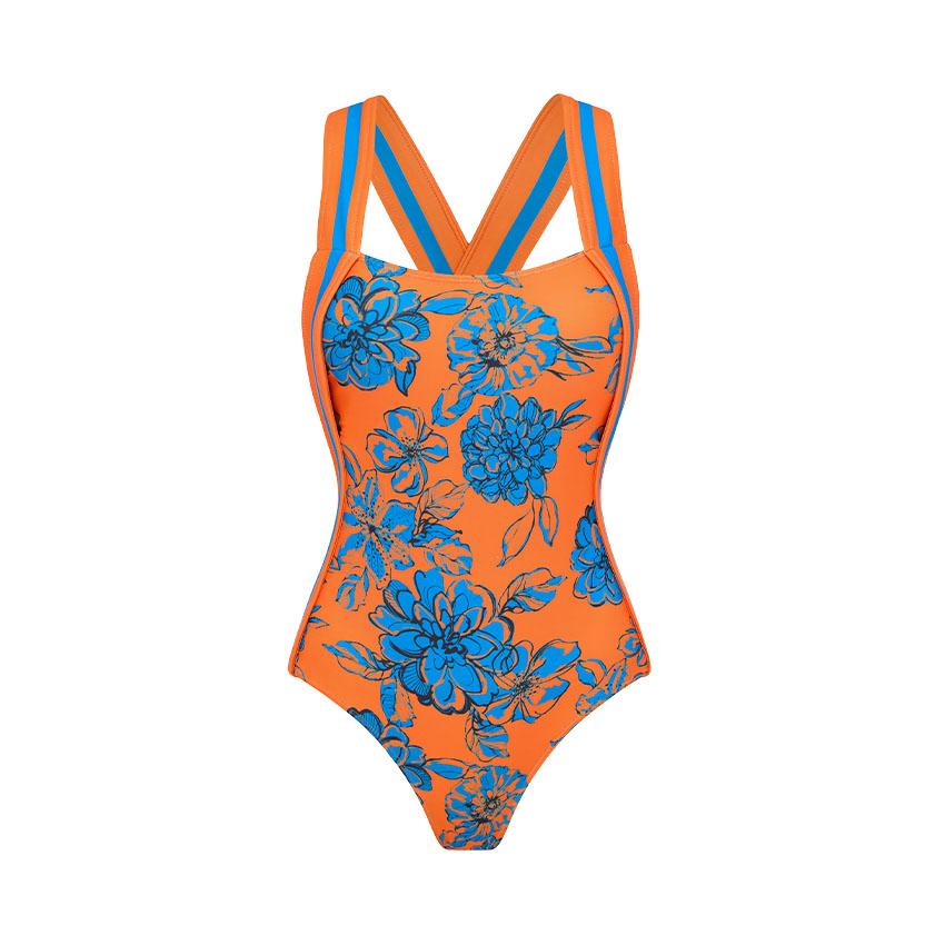 Bandeau Color Block Blossom Print Swimsuit Set(s)