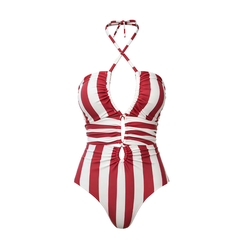 Halter Striped Print Swimsuit Set(s)